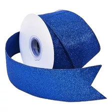 Glitter Wired Ribbon, Blue, 2-1/2 Inch X 20 Yards, For ...