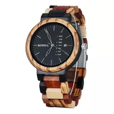 Bewell Hombres Relojes De Madera Coloridos Semana Multifunci