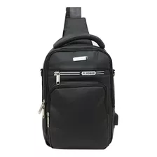 Bolsa Tiracolo Masculina Grande Original Bag De Ombro Cor Preto