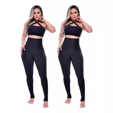 Kit 2 Calça Legging Modeladora Suplex Com Pezinho Dia A Dia