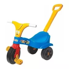  Motoca Infantil Triciclo Azul Com Empurrador