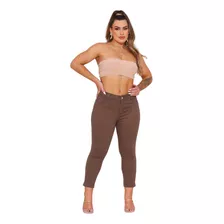 Calça Feminina Capri Cintura Alta Sarja Colorida