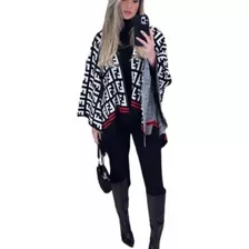 Poncho Aberto Inspiração Feminino Em Trico Inverno