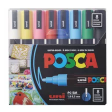 Posca Plumones Set/8 Pc-5m Punta Mediana. Originales