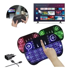 Mini Teclado Controle Sem Fio Led Rgb Tv Box Smart Pc Games