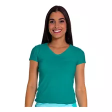 Blusinha Lisa Básica Feminina Tshirt Meia Manga Decote V