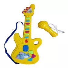 Guitarra Infantil Com Microfone Karaoke Som E Luz Bebe