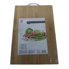 Tabla Para Cortar De Cocina Bambú Firme + Mango Metálico Liso