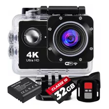 Câmera Sport 4k Controle Prova D'água + Bateria Extra + 32gb Cor Branco