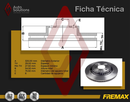 2 Discos De Freno (d) Buick Enclave 2008-2017 (325mm) Foto 2