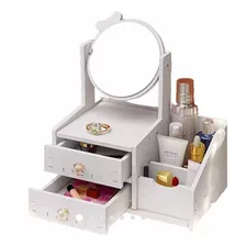 Caja De Almacenamiento De Cosméticos Multifuncional + Espejo