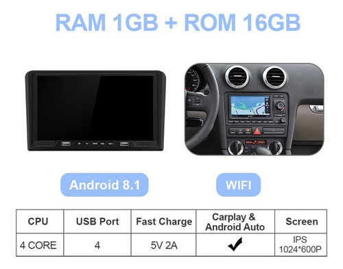 Auto Estreo Para Audi A3 Gps Wifi Fm Blutooth 9 Pulgadas Foto 2