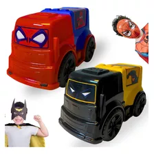 Conjunto 2 Carrinhos Heróis Menino Brinquedo Barato Colorido