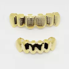 Parrilla Para Dientes Grillz Clasicos Dorados Trap Oferta!