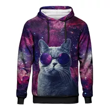 Moletom Galaxy Galaxia Swag Gato Tumblr Ny Universo Capuz 3d