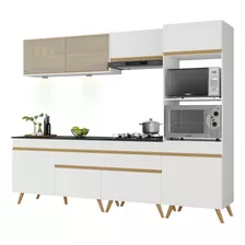 Cozinha Completa Multimóveis Veneza Up Fg2037 C/ Leds Branca