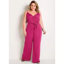 Macacão Pink Em Malha Plus Size