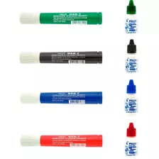 Kit 4 Marcadores Wbm-7 Para Quadro Branco E 4 Tintas P/wbm-7