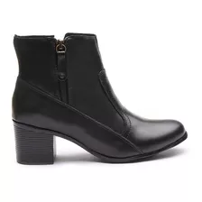 Bota Feminina Cano Curto Em Couro Legitimo... - 36020- Preto