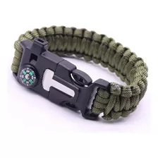 Pulsera Supervivencia Pedernal Brújula Silbato Paracord 5en1