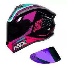 Capacete Feminino Moto Asx Draken Cougar + Viseira Extra Lev