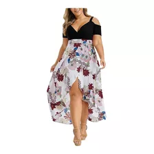 Vestido Boho Print Manga Curta Plus Size