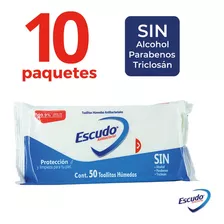 10pack Toallitas Húmedas Antibacteriales Escudo C/50 Toallas
