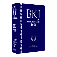 Bíblia Bkj King James 1611 - Com Estudo Holman Azul + Caixa