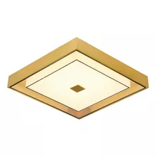 Plafon Dourado Vidro Com Mini Cristais 44cm Led 24w 3000k