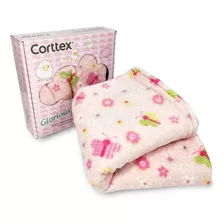 Cobertor Berço Bebê Microfibra Antialérgico Caixa Presente Cor Rosa Borboletas Menina