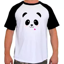 Camiseta Raglan Estampa Animais Urso Panda Fofo Bonito 51