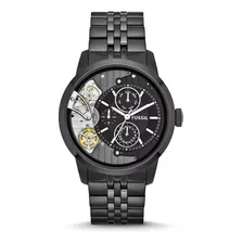 Reloj Fossil Para Hombre, Me1136/1pn, Color Original De La Correa, Bisel Negro, Color De Fondo Negro