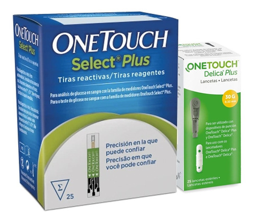 Onetouch Paquete 25 Tiras Select Plus Y 25 Lancetas Delica