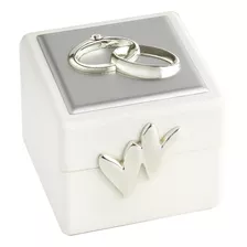 Elegance Caja De Anillos De Boda Con Anillos Dobles, Plata