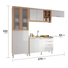 Cozinha Compacta Ditália Aspen 4 Pç Carvalho/branco A45 Cozy
