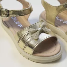 Sandalias Doradas Con Hebilla Y Moño Para Niñas Diuff