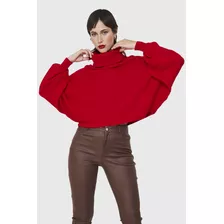 Sweater Crop Manga Murciélago Rojo Nicopoly