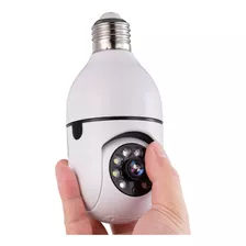 Cámara De Seguridad Wifi Bombillo Robotica Panoramica Ip 360 Color Blanca