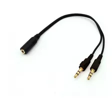 Cable 3.5 Mm Radioshack Macho A 2 Conectores Hembra Negro