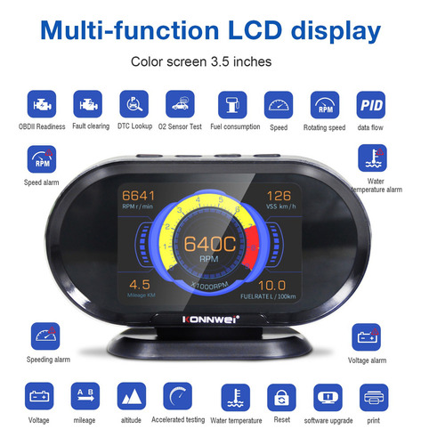 Medidor Digital Obd2 Hud Para Automvil Kw206, Medidor Intel Foto 2