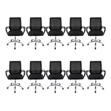 Kit 10 Cadeiras Escritório Diretor Giratória Office Wt