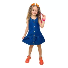 Vestido Mini Diva Infantil Jeans Blogueirinha Costas Coração