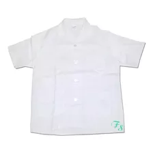 Jaleco Oxford Masculino Branco Manga Curta Com Bolso E Gola