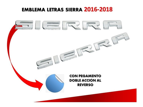 Emblema Lateral Cromado Gmc Sierra 2016-2018  Lado Derecho Foto 3