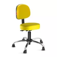 Cadeira Mocho Nice Base Cromada Fit Amarelo