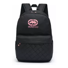 Mochila Feminina Resistente Preta C/ Rosa Bolsa Moderna 