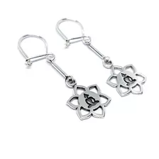 Aros Colgantes Flor Del Loto Yoga Plata Italiana 925