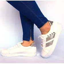 Sam123 Zapatillas Talles Chicos Mujer Blancas Platy