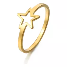 Anillo Mujer Estrella Joya Plata Enchapada Oro De 18k