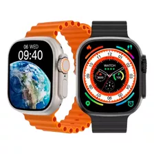 Relógio Smartwatch Masculino E Feminino Nfc S8 Ultra Pro Max Cor Da Caixa Dourado Cor Da Pulseira Laranja Cor Do Bisel Dourado Desenho Da Pulseira Mesh